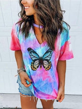 Load image into Gallery viewer, Camiseta con estampado de mariposas para mujer

