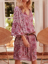 Load image into Gallery viewer, Vestido curto boêmio estampado retrô abotoado
