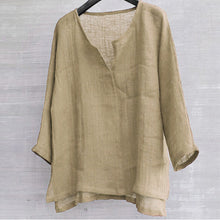 Load image into Gallery viewer, Lightweight and comfortable loose fit solid linen T-shirt
