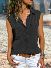 Load image into Gallery viewer, Women's Solid Color Button Down Sleeveless Shirt
