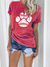 Load image into Gallery viewer, Camiseta feminina de beisebol com estampa de pata de cachorro
