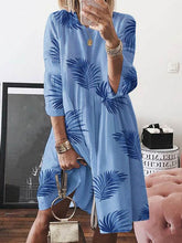 Load image into Gallery viewer, Vestido largo estampado mangas 3/4 cuello redondo gran swing grande
