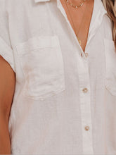 Load image into Gallery viewer, Camisa feminina de mangas curtas de algodão e linho
