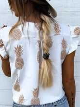 Load image into Gallery viewer, Cropped blouse with pineapple print and V-neck
