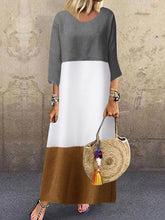Load image into Gallery viewer, Contrast cotton and linen dress
