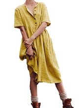 Load image into Gallery viewer, Women's Buttoned Cotton Casual Dress
