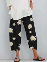 Load image into Gallery viewer, Calça casual feminina de algodão e linho com estampa margarida
