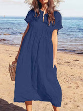 Load image into Gallery viewer, Vestido de manga curta em cor sólida
