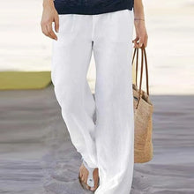 Load image into Gallery viewer, Pantalón de lino con bolsillos deslizantes en la cintura
