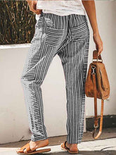 Load image into Gallery viewer, Calças casuais estampadas de linho de algodão feminino
