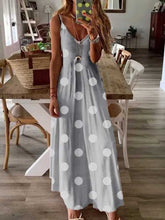 Load image into Gallery viewer, Vestido comprido com estampa de bolinhas e alças
