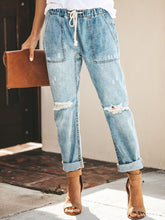 Load image into Gallery viewer, Jeans de bolso desgastados e desgastados
