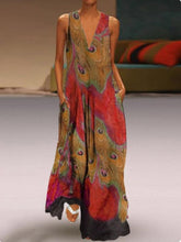 Load image into Gallery viewer, Vestido largo sin mangas de pavo real

