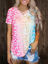 Load image into Gallery viewer, Rainbow Gradient V-Neck Short Sleeve T-Shirt
