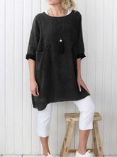 Load image into Gallery viewer, Vestido feminino com bolso em linho e algodão liso
