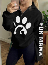 Load image into Gallery viewer, Hoodie com zíper com estampa de silhueta de cachorro e gato

