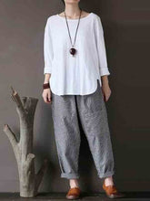 Load image into Gallery viewer, Loose casual trousers with large pockets in cotton and linen
