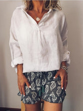 Load image into Gallery viewer, Camisa lisa de lino y algodón para mujer
