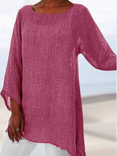 Load image into Gallery viewer, Short-sleeved shirts with round neck and asymmetric hem
