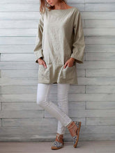 Load image into Gallery viewer, Women's Long Sleeve Cotton Linen Dress
