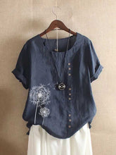 Load image into Gallery viewer, Short-sleeved buttoned blouses in floral dandelion
