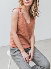 Load image into Gallery viewer, Colete feminino de algodão com decote em V casual de linho
