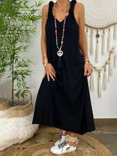 Load image into Gallery viewer, Vestido feminino de algodão e linho sem costas
