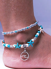 Load image into Gallery viewer, Tornozeleira Bohemian Double Wave Pingente para Mulheres
