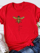 Load image into Gallery viewer, Short-sleeved T-shirt with round neck and small bee print
