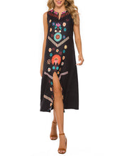 Load image into Gallery viewer, Vestido feminino boêmio estampado sem mangas
