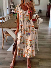 Load image into Gallery viewer, Vestido feminino de manga curta em algodão e linho casual
