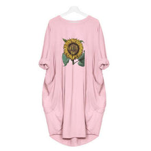 Load image into Gallery viewer, Let It Be Double Sunflower Print Long Sleeve Tunic Dress
