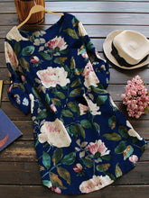 Load image into Gallery viewer, Vestido de algodón y lino con estampado floral para mujer
