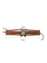 Load image into Gallery viewer, Woven daisy leather bracelet in vintage epoxy resin
