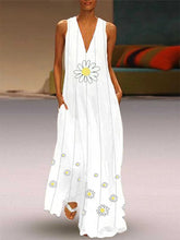 Load image into Gallery viewer, Daisy Print Mini Pocket Long Dress
