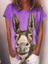 Load image into Gallery viewer, Camiseta feminina de manga curta estampa burro
