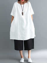 Load image into Gallery viewer, Short sleeve round neck tunic shirts
