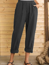Load image into Gallery viewer, Plain cotton and linen casual pants for women
