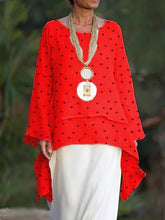 Load image into Gallery viewer, Women's Polka Dot Linen Double Layer Irregular Hem Vintage Shirt
