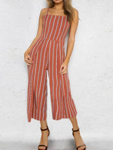 Load image into Gallery viewer, Long striped cotton and linen jumpsuit
