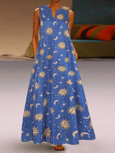 Load image into Gallery viewer, Women's Sleeveless V-Neck Star Print Dress
