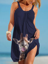 Load image into Gallery viewer, Vestido con tirantes elásticos y estampado de jirafa para mujer
