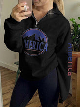 Load image into Gallery viewer, Moletom com zíper com estampa americana feminina
