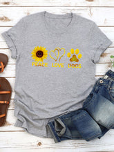 Load image into Gallery viewer, PEACE LOVE DOGS Sunflower Print T-Shirt for Women
