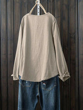 Load image into Gallery viewer, Jersey casual de algodón y lino de manga larga
