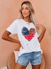 Load image into Gallery viewer, T-shirt casual feminina com estampa de leopardo do Dia da Independência
