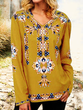 Load image into Gallery viewer, Blusa feminina vintage de manga comprida estampada boho tamanho plus size
