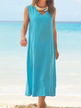 Load image into Gallery viewer, Women's sleeveless V-neck dress in cotton and linen
