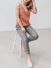 Load image into Gallery viewer, Colete feminino de algodão com decote em V casual de linho
