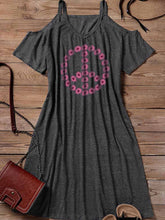 Load image into Gallery viewer, Women's Daisy Peace Sign Print Off Shoulder Dress
